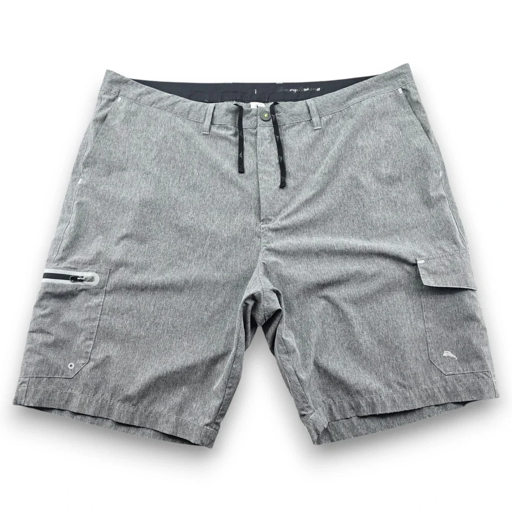 Tommy Bahama Island Active Mens 42 Grey Cargo Performance Outdoor Shorts Heather
